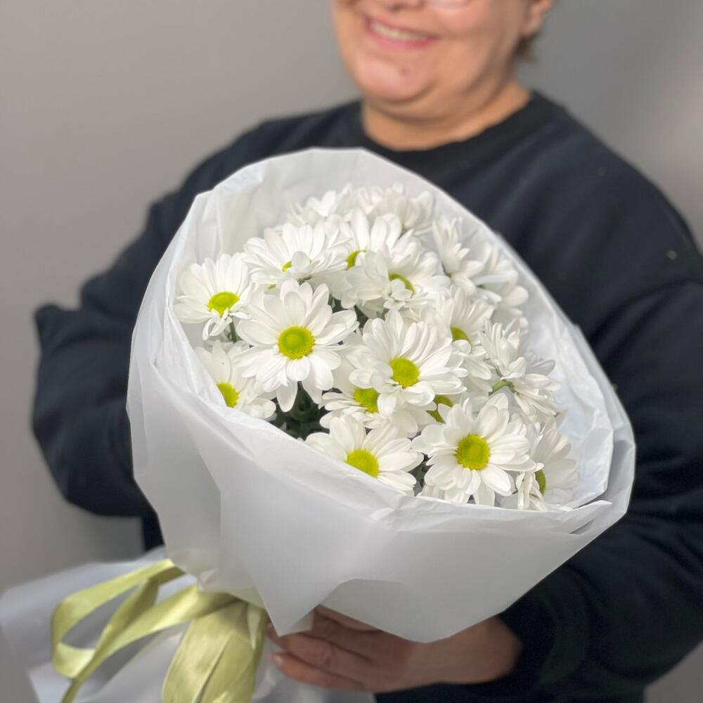 Букет «Ромашковый» – нежные белые хризантемы в деревенском стиле Абинск Краснодарский край